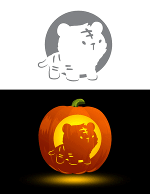 Adorable Tiger Pumpkin Stencil