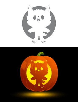 Adorable Werewolf Pumpkin Stencil