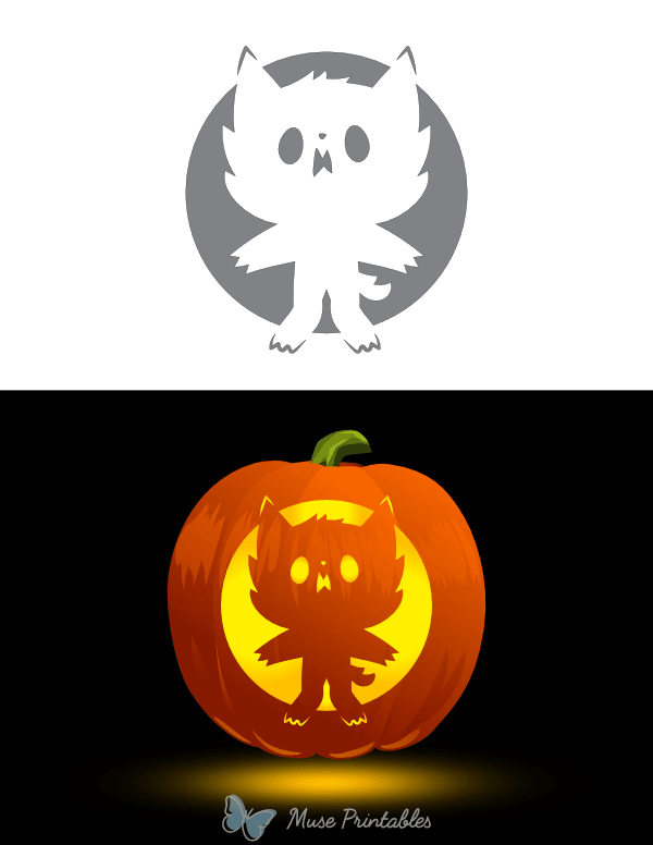 Adorable Werewolf Pumpkin Stencil