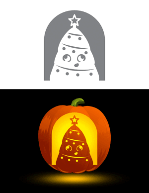 Adorable Xmas Tree Pumpkin Stencil