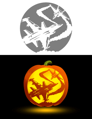 Aerial Dogfight Pumpkin Stencil