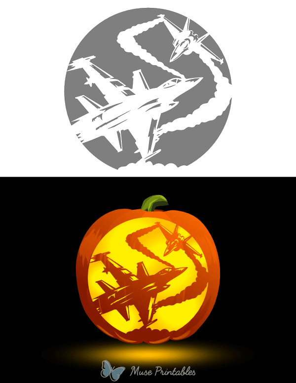 Aerial Dogfight Pumpkin Stencil