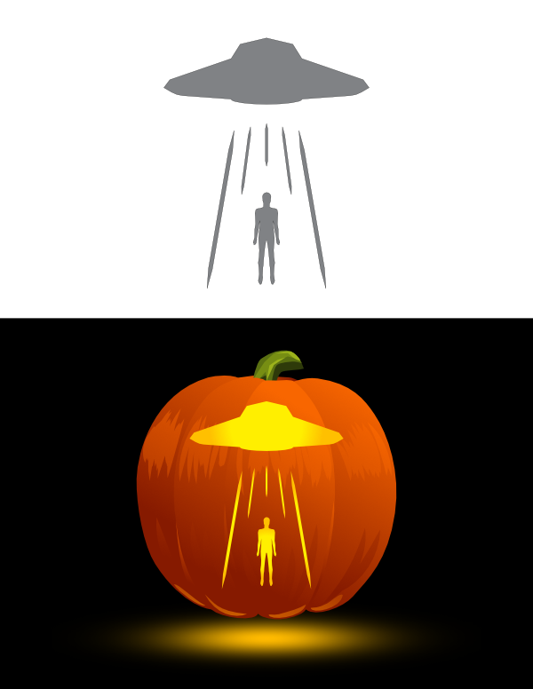 Alien Abducting a Person Pumpkin Stencil