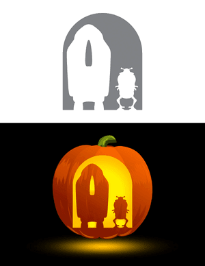 Alien and Rocket Pumpkin Stencil