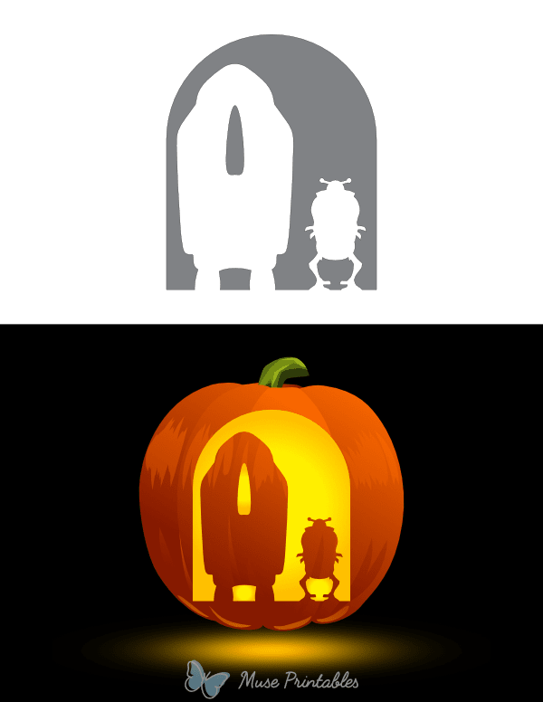 Alien and Rocket Pumpkin Stencil