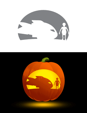 Alien and Ship Pumpkin Stencil