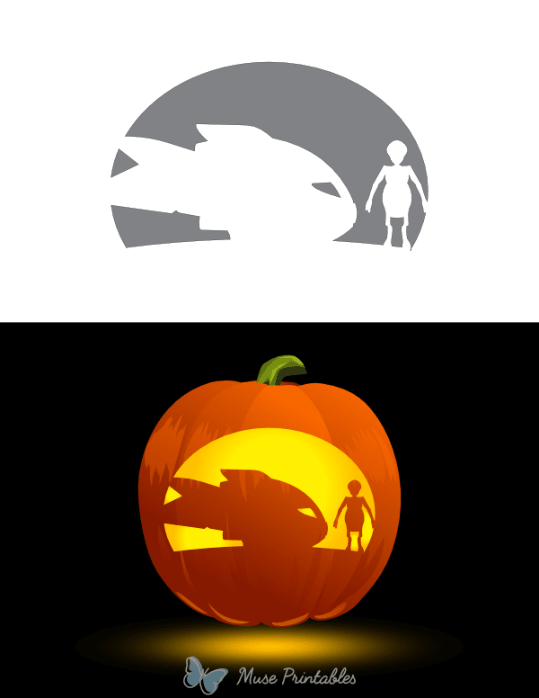 Alien and Ship Pumpkin Stencil