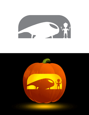 Alien and Spaceship Pumpkin Stencil