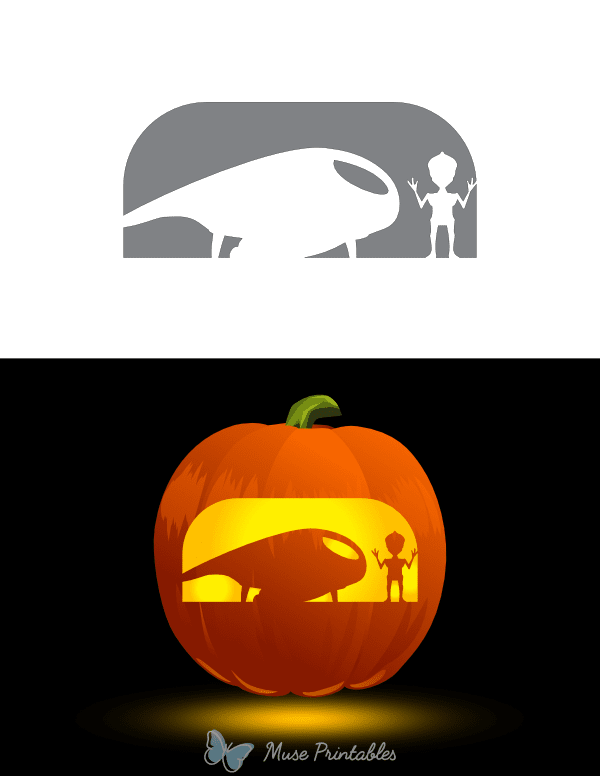 Alien and Spaceship Pumpkin Stencil