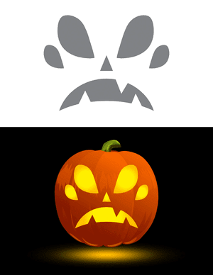 Alien Face With Four Eyes Pumpkin Stencil