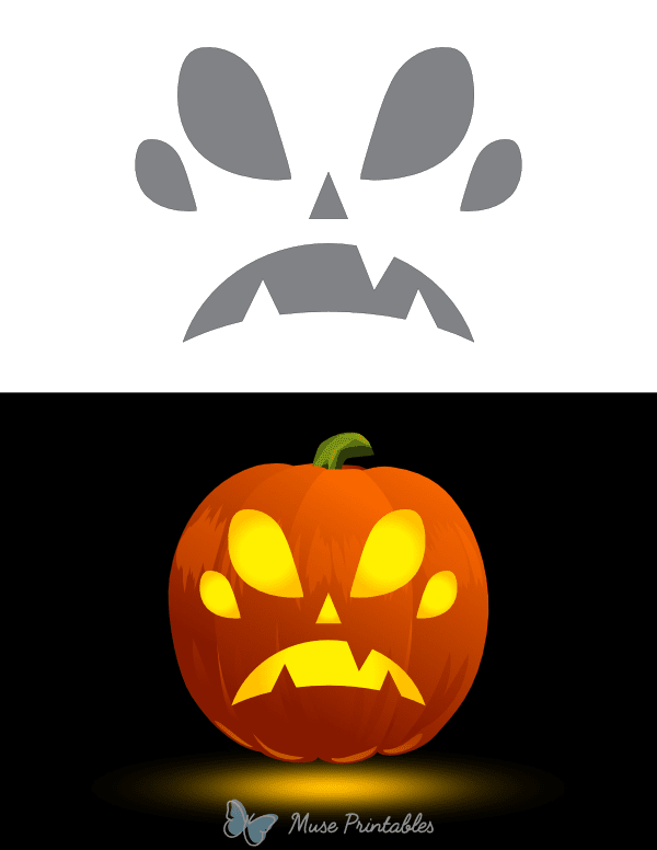 Alien Face With Four Eyes Pumpkin Stencil
