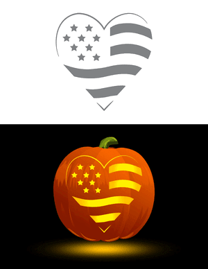 American Flag Heart Pumpkin Stencil