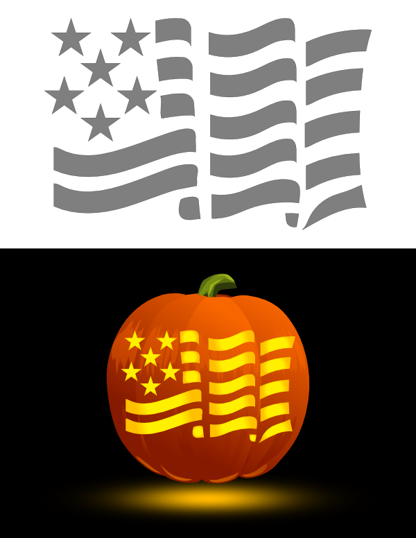 Printable American Flag Pumpkin Stencil