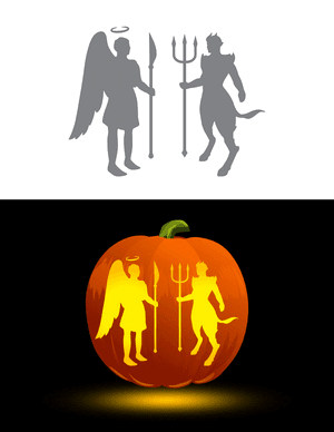 Angel and Devil Pumpkin Stencil