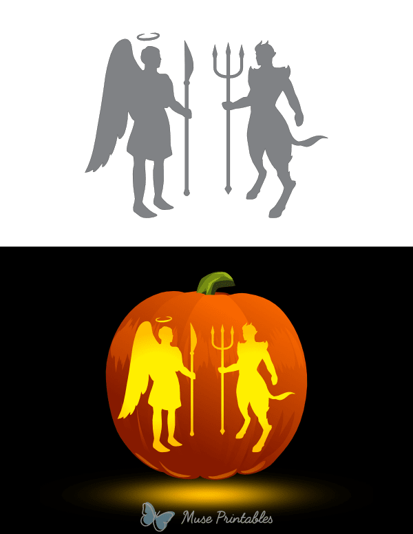 Angel and Devil Pumpkin Stencil