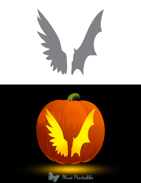 Angel and Devil Wings Pumpkin Stencil