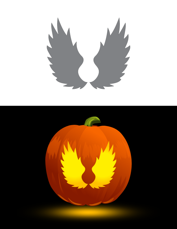 Printable Angel Wings Pumpkin Stencil