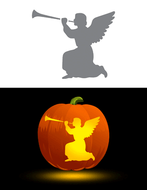 Angel With Horn Pumpkin Stencil