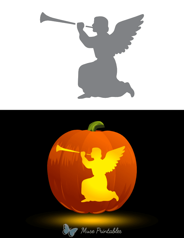 Angel With Horn Pumpkin Stencil