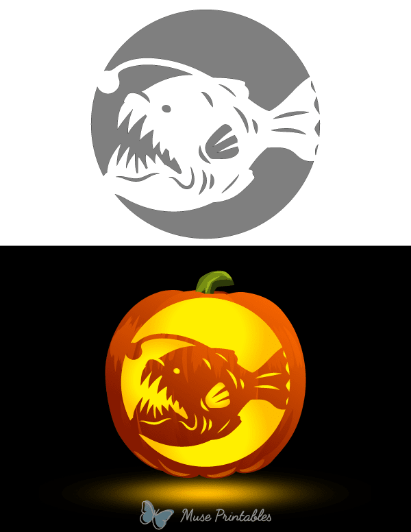 Anglerfish Pumpkin Stencil