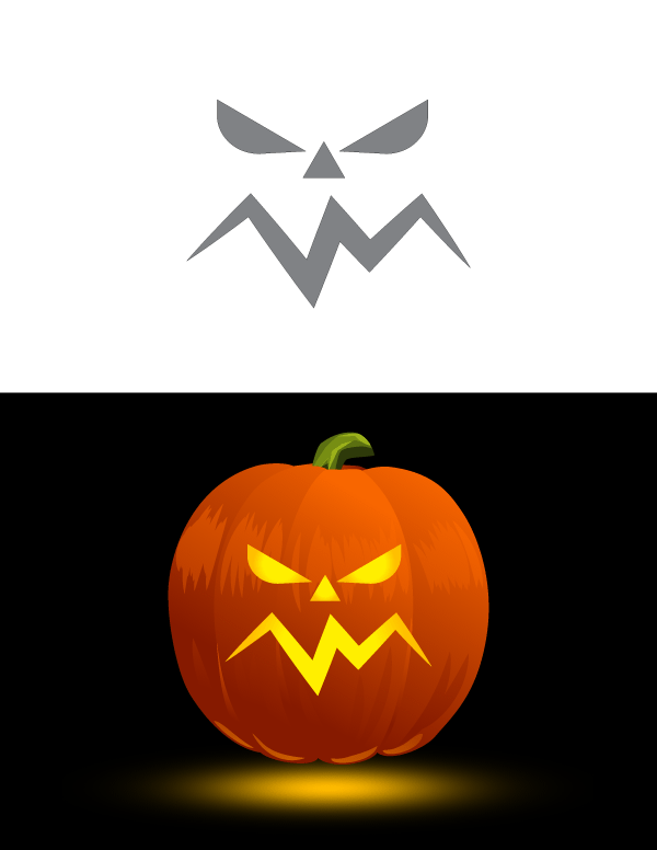 Printable Angry Face Pumpkin Stencil