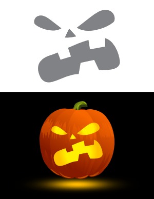 Angry Jack-o'-lantern Face Pumpkin Stencil