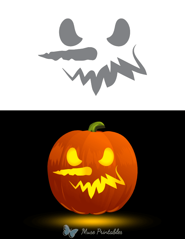 Angry Snowman Face Pumpkin Stencil