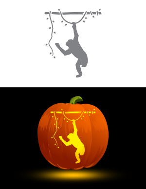 Ape Swinging on a Vine Pumpkin Stencil