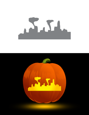 Apocalyptic Skyline Pumpkin Stencil