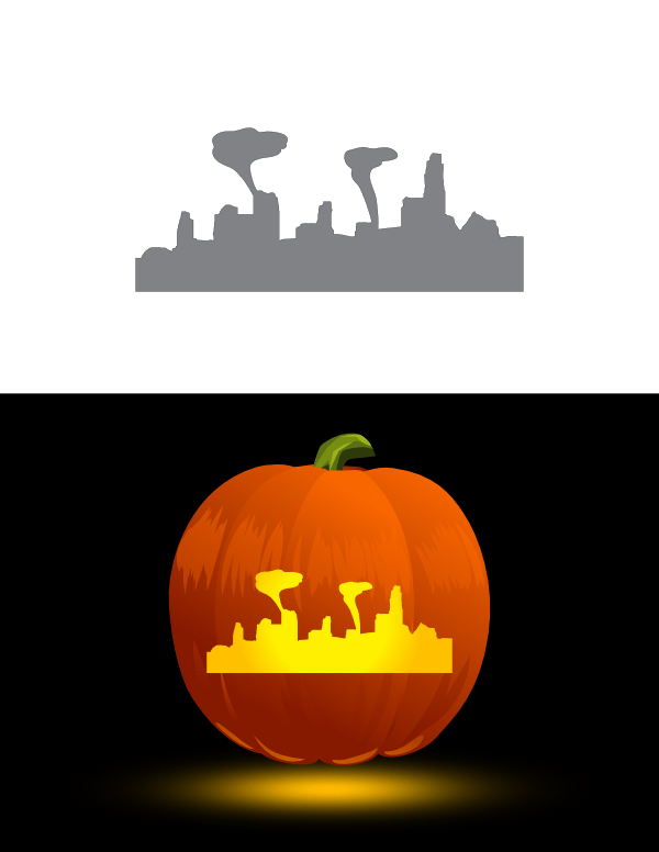 Printable Apocalyptic Skyline Pumpkin Stencil