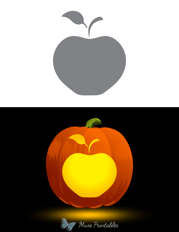 Apple With Stem and Leaf Pumpkin Stencil