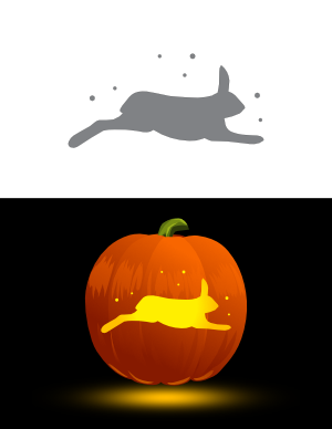 Arctic Hare Running in Snow Pumpkin Stencil