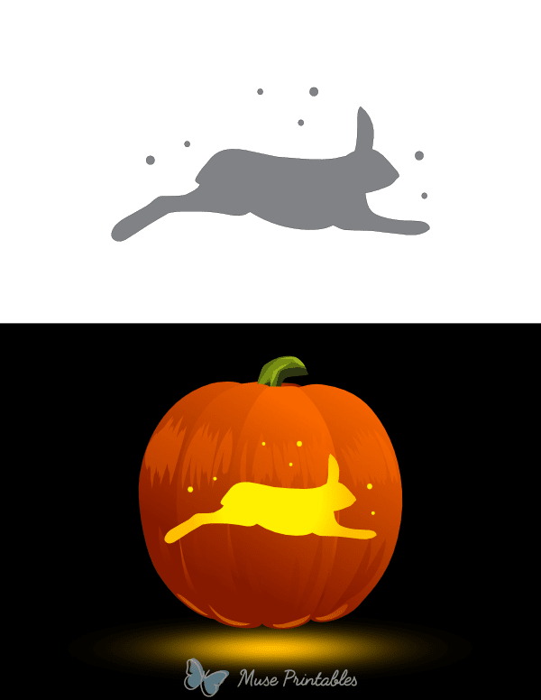 Arctic Hare Running in Snow Pumpkin Stencil