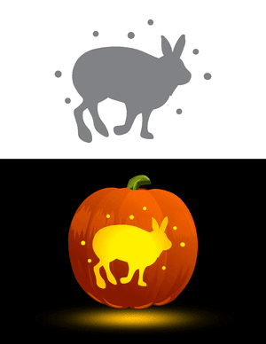 Arctic Hare With Falling Snow Pumpkin Stencil