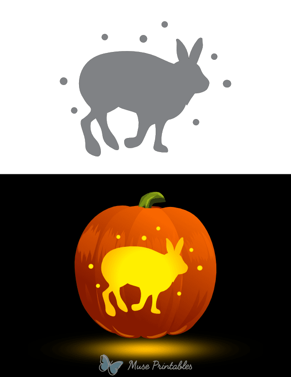 Arctic Hare With Falling Snow Pumpkin Stencil