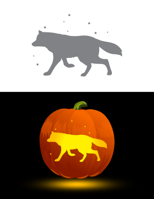 Arctic Wolf and Falling Snow Pumpkin Stencil