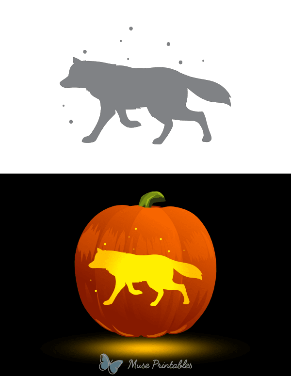 Arctic Wolf and Falling Snow Pumpkin Stencil