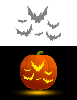 Attacking Bats Pumpkin Stencil
