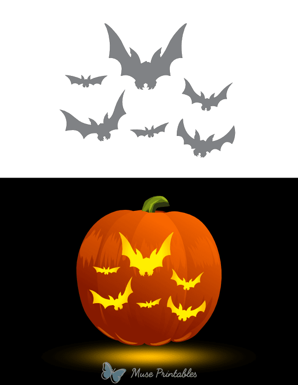 Attacking Bats Pumpkin Stencil
