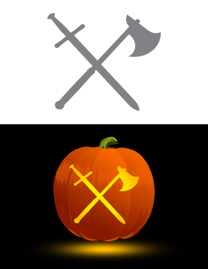 Axe and Sword Pumpkin Stencil