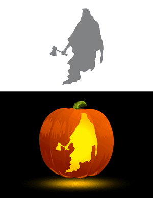 Axe Wielding Ghost Pumpkin Stencil