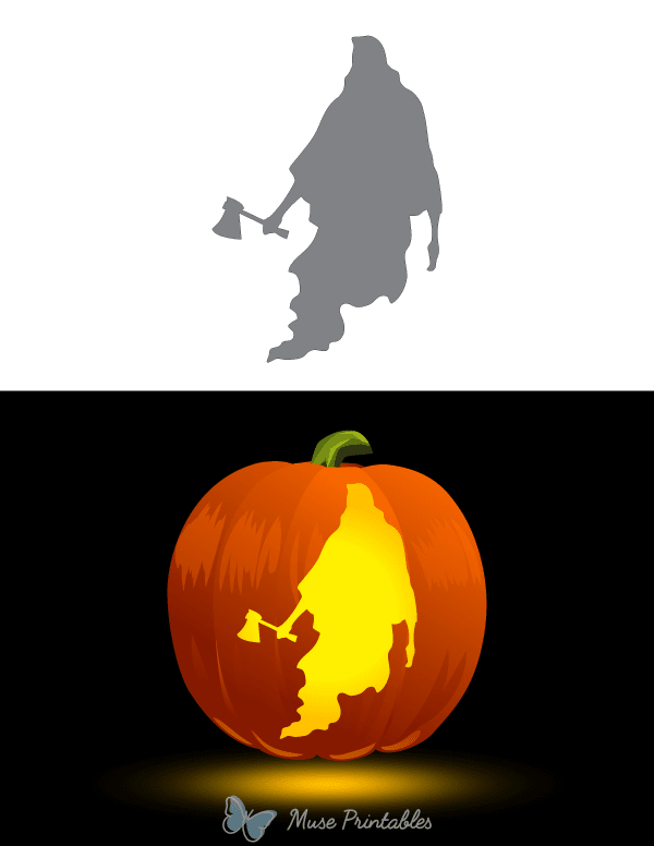 Axe Wielding Ghost Pumpkin Stencil