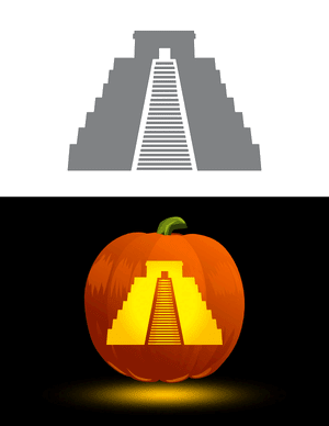 Aztec Pyramid Pumpkin Stencil