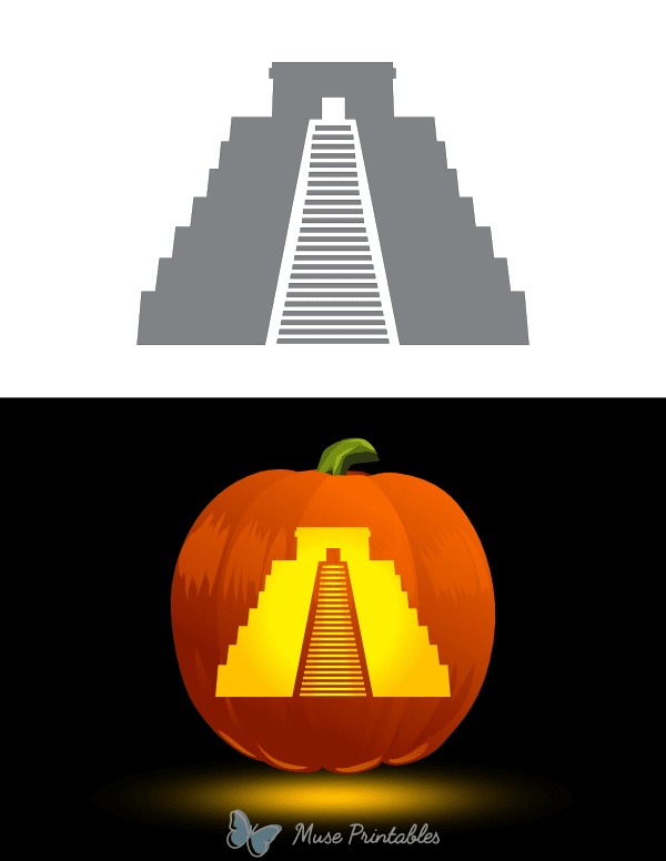 Aztec Pyramid Pumpkin Stencil