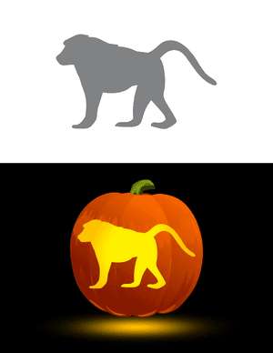 Baboon on All Fours Pumpkin Stencil