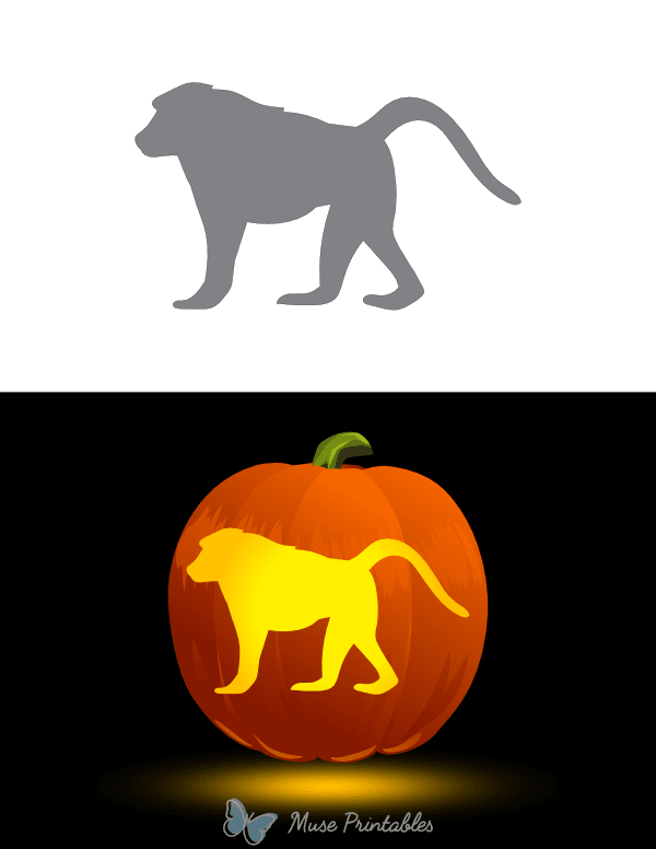 Baboon on All Fours Pumpkin Stencil