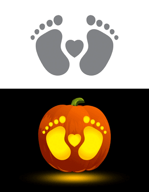 Baby Feet and Heart Pumpkin Stencil