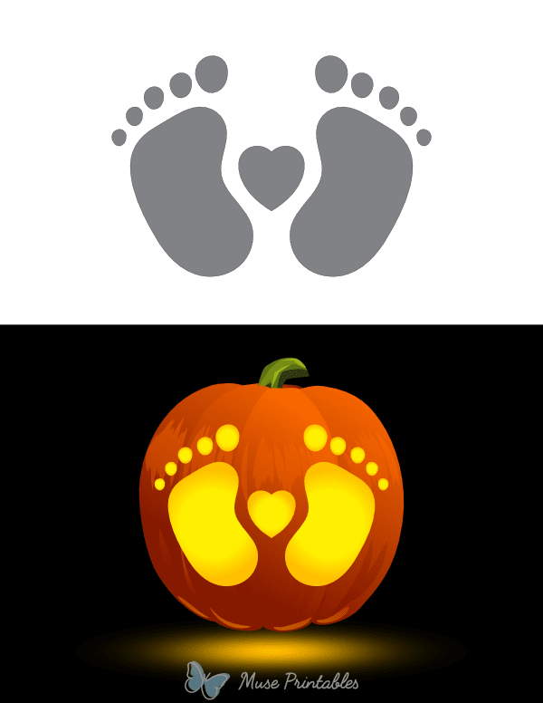 Baby Feet and Heart Pumpkin Stencil
