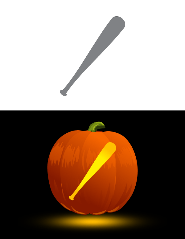Printable Baseball Bat Pumpkin Stencil