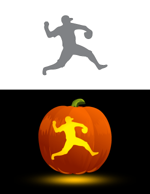 Baseball Pitcher Pumpkin Stencil